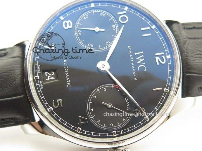 MIROTIME 0412 Practical Portuguese Real PR IW500109 ZF 1:1 Best Edition Black Dial On Black Leather Strap A52010 V 7308